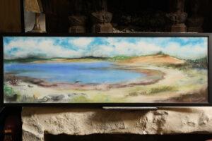 Route de Bages - Pastel sur toile - 92x32cm