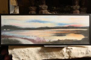 Route de Bages - Pastel sur toile - 92x32cm
